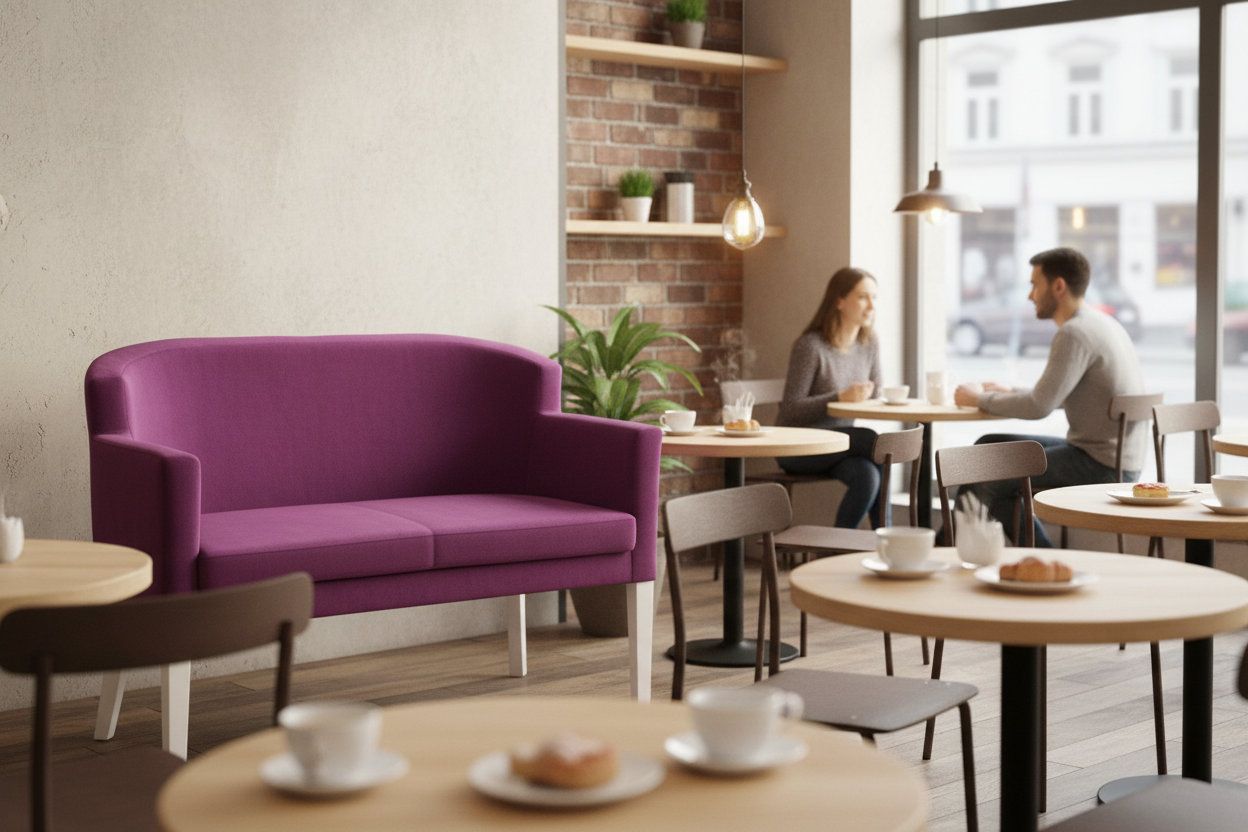 Dubai İkili Cafe Koltuğu Kumaş Kaplamalı Lila