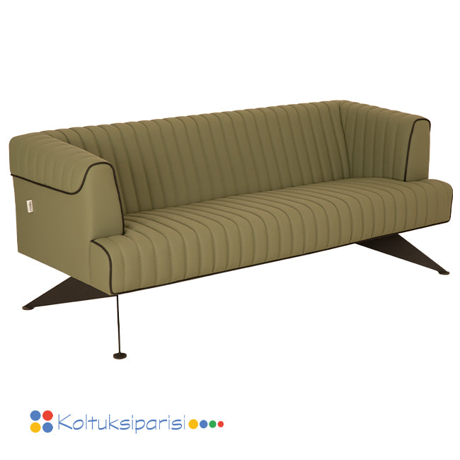 Elegan Üçlü Ofis Kanepesi Yeşil