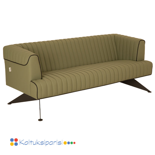 Elegan Üçlü Ofis Kanepesi Yeşil